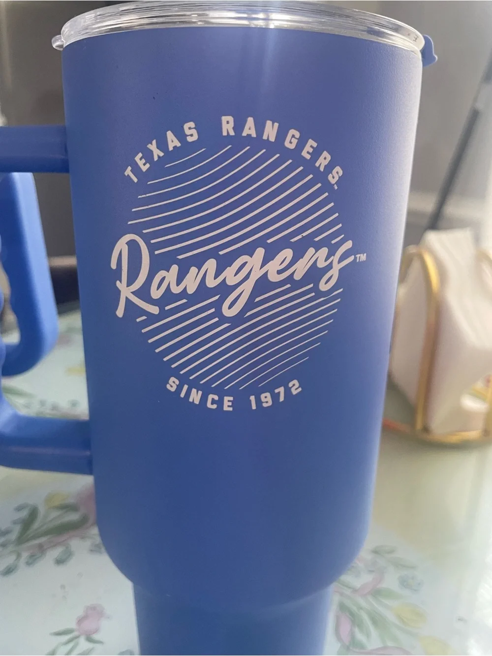 Texas Rangers Blue Insulated Travel Mug with Handle